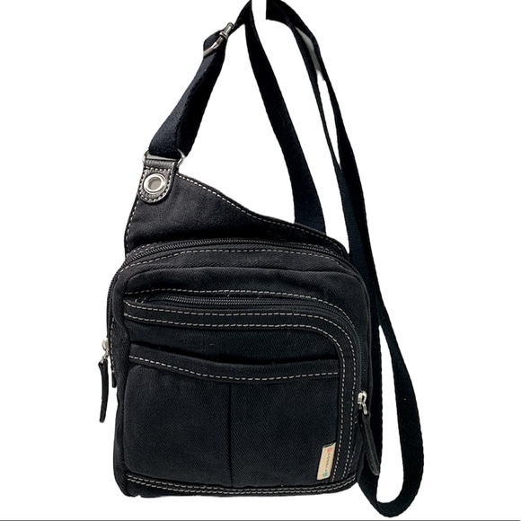 Fossil Handbags - FOSSIL Canvas Genuine Classic silver Hardware Crossbody Bag